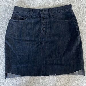 30 Tall GAP Black Denim Step Raw Hem Button Fly Jean Skirt